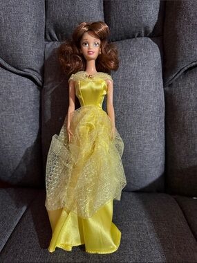 Beauty and the Beast’s Belle Doll in a Ball Gown Dress - Sparkle Tulle Overlay